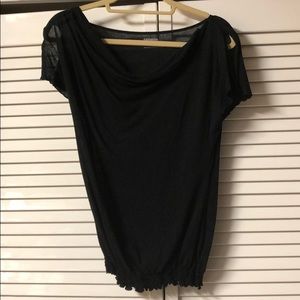 Black short sleeve scoop neck top